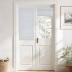 NICETOWN Greyish White Magnetic Blackout No Drill French Door Curtain | Thermal Insulated Short Curtain Blinds, Tie Up Roman Shade, Front Sidelight Curtains for Window Glass 24" W x 48" L, 1 Panel by NICETOWN