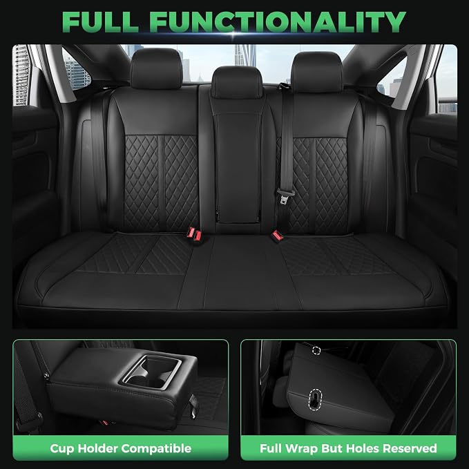 RIDEPOSH Custom Fit Seat Covers for Honda Civic 2022-2026 | Sedan EX 2022-2026, Sport 2025 2026, Faux Leather, 60/40 Split Rear, Rear Armrest, Waterproof, Airbag Compatible, Full Set - Image 5