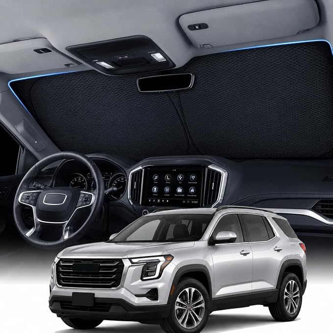 Large Windshield Sun Shade for GMC Terrain 2010-2026, 7-Layer Heavy-Duty & Blocks UV Rays, 3D Scanned Custom Fit, Keep Interior Cooler, Easy Storage & Foldable SUV Accessories, No Sagging by Zanch