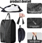 5Pcs XL Travel Shoe Bags Portable Travel Gifts Shoe Organizer with Zipper Closure, Waterproof Nylon Shoe Storage Organizer with Handle Travel Bags For Men and Women, Black - Image 3