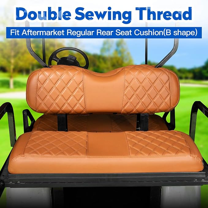 NOKINS Golf Cart Seat Covers 4 Piece Fits EZGO Freedom TXT-T48 2014+ | Front and Rear Seat Vinyl Covers, Golf Cart Accessories, No Staples(All Brown) - Image 3