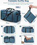 80L EXTRA LARGE Duffle Bag for Travel, 26" Foldable Travel Duffel Bag with Shoe Compartment for Men Women, Waterproof & Tear Resistant (Light Blue, EXTRA LARGE, 80L) - Image 2