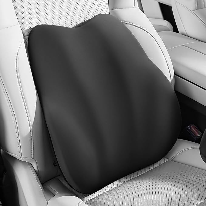 BEBAS Ergonomic Lumbar Support Pillow for Car, Memory Foam Car Back Cushion | Comfort Lumbar Pillow for Back Pain Relief, Breathable Washable Cover, Fits for Driving, Office, Wheelchair, Black by BEBAS