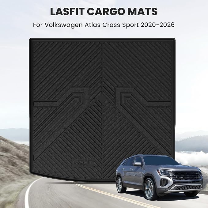 LASFIT Trunk Mat for Volkswagen Atlas Cross Sport 2020-2026, Custom Fit All-Weather Protection TPE Rubber Cargo Mat for VW Accessories, Super Duty, Waterproof, Easy to Clean, Black - Image 4