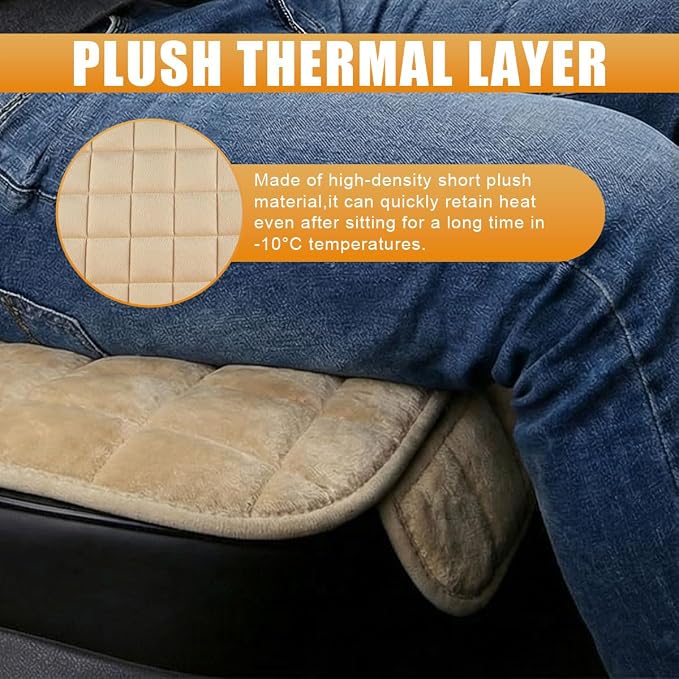 YoRise Car Seat Cushion, Car Driver Seats Protector Cover (Beige) | Soft Plush Auto Seat Pad with Storage Pocket, Car Seat Cover with Non-Slip Rubber Bottom, Winter Vehicle Accessory - Image 5