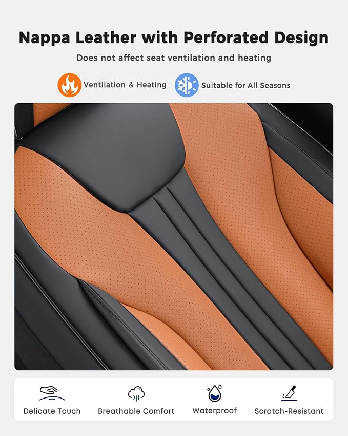 Huidasource Universal Car Seat Covers, Luxury Waterproof Faux Leather, Airbag Compatible, Easy to Install, Full Access to Seat Functions, Stain & Wear Resistant for Daily Driving, Brown & Black - Image 7