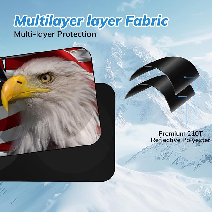 SEPORUD Windshield Sun Shade New American Eagle Flag USA Patriotic Design - Folding Car Front Window Sunshade for Cars SUV Trucks, Max UV Blocking and Keep The Vehicle Cool(64"x33.5") - Image 5