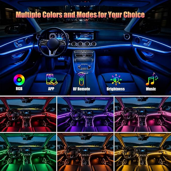 Interior Car LED Strip Lights, 5 in 1 RGB Ambient Lighting with 236 Inches Fiber Optic, Wireless APP Control Music Mode Inside Car Lighting Decorations for Cars, Trucks, Vans, SUVs - Image 2
