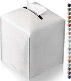 Tissue Box Cover, Tclouda, Modern PU Leather Square Tissue Box Holder for Creative Decorative, Ideal for Bathrooms/Office/Car/Nightstand/Outdoor Tent/Dining Table, 5"X5"X5", Single White by Tclouda