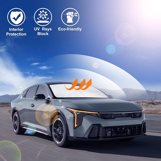 Windshield Sun Shade for 2025 2026 Kia K4 Accessories | Full covered for windshield, Foldable & Durable, Block UV Rays, Reduce Heat, Easy to install, Keep Car Cooler - Image 6