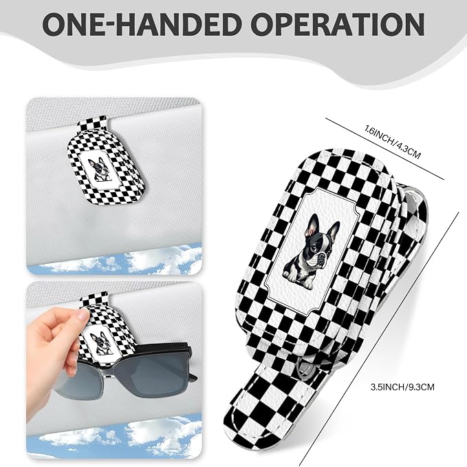 2 Pack Magnetic Leather Sunglass Holder, Universal Magnetic Car Eyeglass Hanger Clip for Different Size Eyeglasses, Car Visor Accessories (Polka Dot Dog) - Image 6