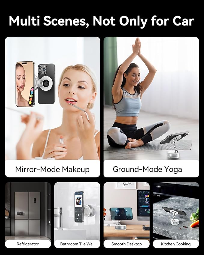 2026 Upgraded for MagSafe Vacuum Car Phone Mount | 2800gf Strong Magnetic Phone Holders for Your Car, 360° Adjustable 98LBS Suction Cup Car Mount for iPhone 12–17 Pro Max - Image 7