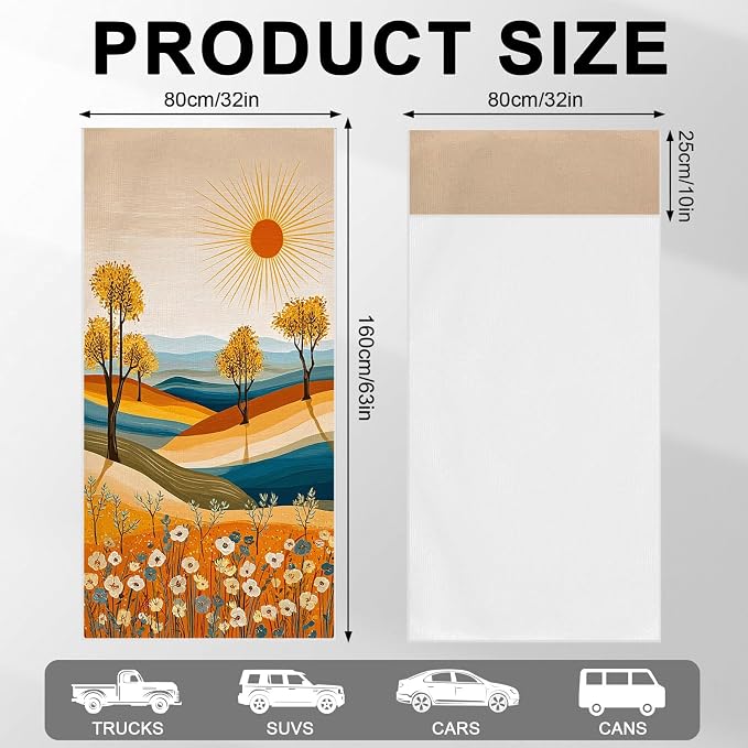 2 Pack Car Towels Seat Cover with Storage Bag, Multifunctional Microfiber Towel for Gym Outdoor Sport Running,Picnic, Beach, Pet Dog Travel,Fits Car SUV Truck (Sunny Fields) - Image 3
