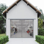 Garage Door Screen, Sunmoxia 9x7Ft Magnetic Heavy Duty Garage Door Curtain with 4 Strapping Tapes - Durable Breathable Anti-Tear Mesh Patio Porch Privacy Curtain (Silver) - Image 5