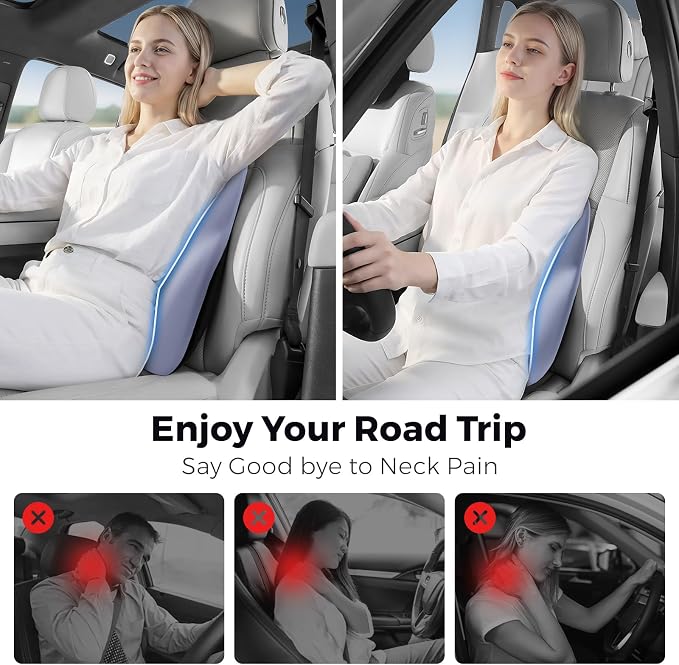 BEBAS Ergonomic Lumbar Support Pillow for Car, Memory Foam Car Back Cushion | Comfort Lumbar Pillow for Back Pain Relief, Breathable Washable Cover, Fits for Driving, Office, Wheelchair, Blue - Image 6