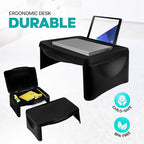 MAVOCRAFT Foldable Kids Lap Tray with Storage - Portable Lap Desk Kids & Adults - Kids Lap Desk for Breakfast in Bed, Serving Tray, Car Desk & Gaming (Black) - Image 7