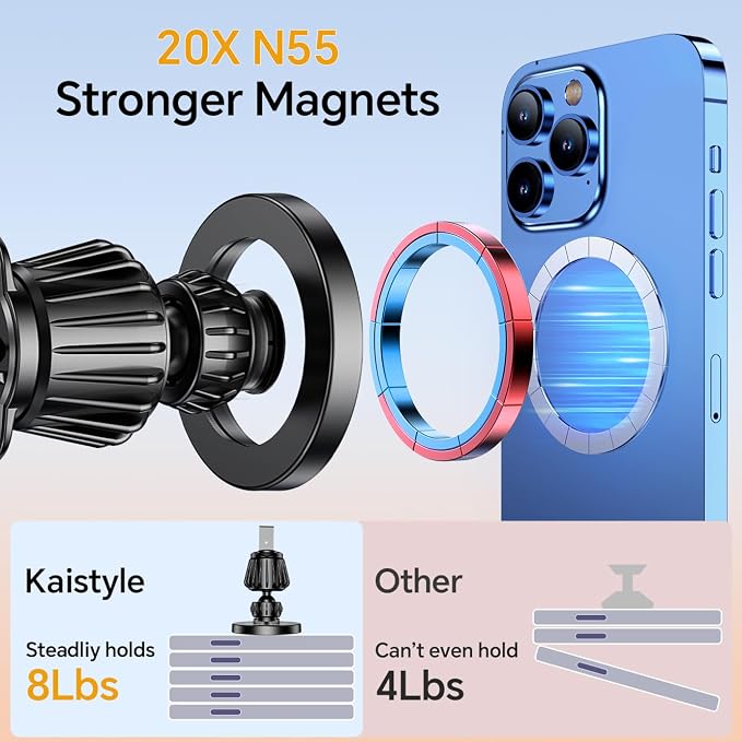 for iPhone Magsafe car Mount【20 Strong Magnets】Magnetic Phone Holder for Car Dashboard【360° Rotation】Hands Free Car Phone Holder Mount Dash Fit iPhone 15 14 13 12 Pro Max Plus MagSafe Car Accessories - Image 4