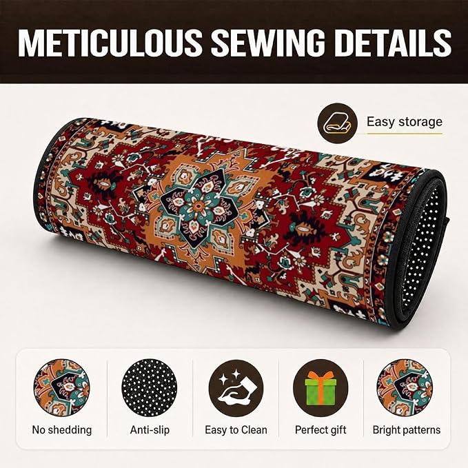 Car Trunk Mat for SUV, 31"x47" Colorful Persian Cargo Liner Protector | All Weather Universal Cargo Liners for Dogs, Car Accessory for SUVs/Sedan/Wagons, Durable Non-Slip Washable Rear Cargo Mat - Image 3