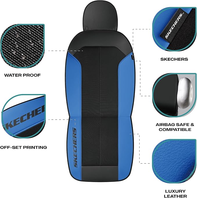 Skechers Car Seat Covers,GOGA Mat Oxford Cloth Seat Covers,Waterproof Car Seat Covers Front Seats,Automotive Universal Fit Seat Cover for Most Cars, Suvs, Trucks,Blue - Image 3
