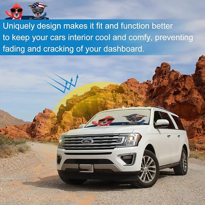 Car Windshield Sunshade, KANCOKIT Cartoon Pattern Auto Sun Shade Foldable for Front Window Sun Visor Protector UV Ray Reflector Shield to Keep Vehicle Cool Protect Kids Baby & Pets (59 x 33.5 Inch) - Image 7