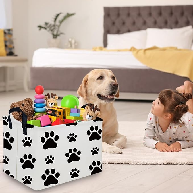 Rectangular Dog Basket,Nursery Hamper,Collapsible canvas kids toy storage box,Kids room storage basket,Gift Basket(Dogs) - Image 5