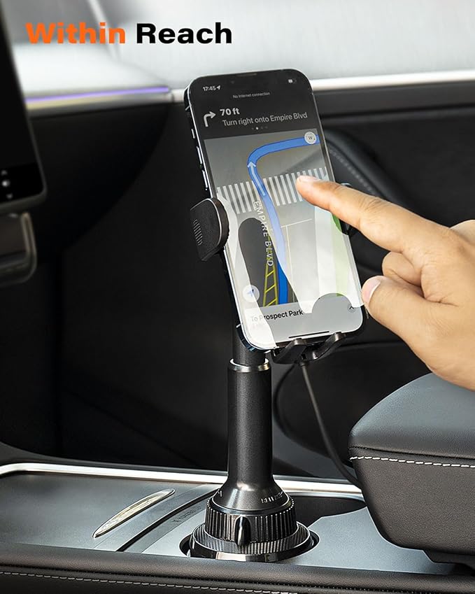 APPS2Car 15W Qi Wireless Car Charger Solid Cup Holder Mount, Adjustable Long Arm & 360° Rotation, Fits 3"–4" Round Cup Holders, Works with Cases ≤ 4 mm (No Metal Attachments) - Image 3