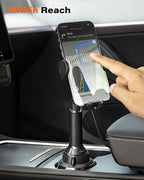 APPS2Car 15W Qi Wireless Car Charger Solid Cup Holder Mount, Adjustable Long Arm & 360° Rotation, Fits 3"–4" Round Cup Holders, Works with Cases ≤ 4 mm (No Metal Attachments) - Image 3