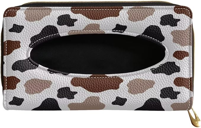 Biyejit 2 Pack Car Tissue Dispenser, Brown Black Cow PU Leather, Durable Sun Visor Napkin Holder, Car Backseat Tissue Case by Biyejit