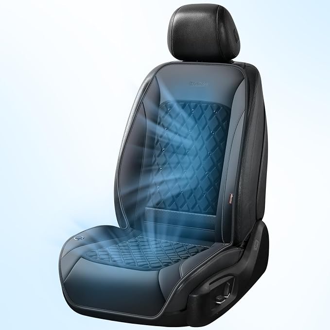 Coverado Cooling Car Seat Cover,Ventilated Car Seat Cushion with 8 Fans, Cooled Seat Cover for Car SUV Truck Universal Fit, Fashion Black by COVERADOAUTO