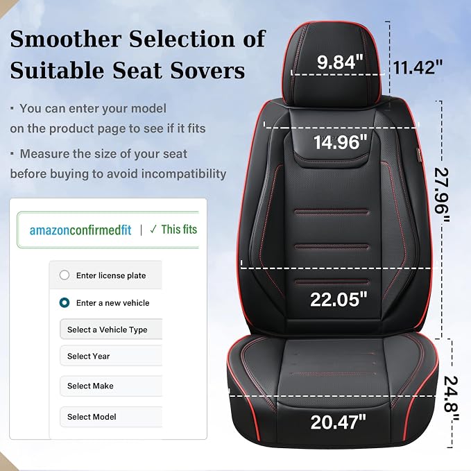 Coverado Car Seat Covers, Front Covers for Cars, Car Seat Cover Front Seats, Car Seat Protector Waterproof, Leather Car Seat Cushion, Universal Interior Covers Seat Protectors for Most Cars - Image 6