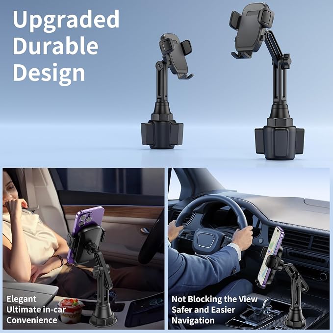 Cup Phone Holders for Your car, Universal Adjustable Base and Long Neck | Car Phone Mount Cradle, Cell Phone Holder Car Accessories/Trucks/Golf Cart/Treadmill for iPhone Samsung Google All 4-7 inches - Image 7