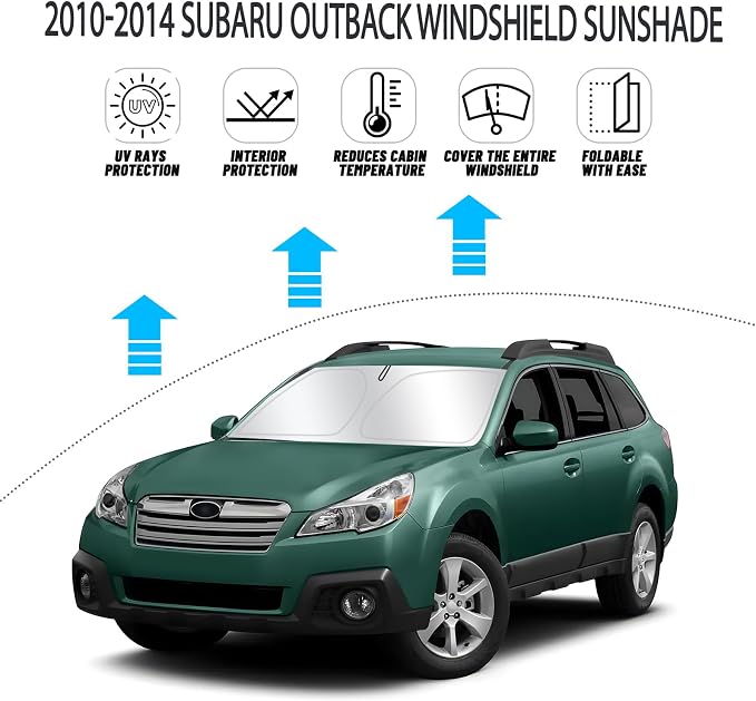 D-Lumina Windshield Sun Shade for 2010-2014 Suba’ru Outback Wagon Accessories, Front Window Sunshade Sun Visor Protector Block UV Rays Heat, Foldable 2 Layers 210T Material - Image 2