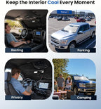 Zanch Windshield Sun Shade Umbrella Custom-Fit for Ford F-150 2011-2026 | [99% UV Protection, Up to 75℉ Cooler]Heat Reflection, Sturdy Frame, Scratch-Free Interior, Foldable Front Sunshade Umbrella - Image 3