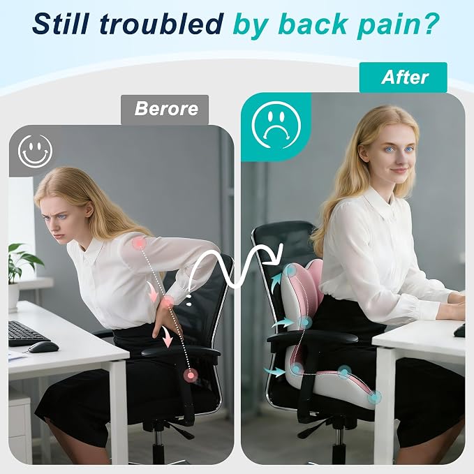 Seat Cushion for Office Chair, Ergonomic Cushion with Lumbar Support Pillow | Orthopedic Memory Foam Coccyx Cushion for Tailbone & Sciatica Pain Relief, Ideal For Office Chairs, Car Seats, Wheelchairs - Image 5