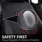 Truckiipa Automotive Seat Covers Fit for Toyota Tacoma Front Seat Leather Waterproof Full Coverage Truck Seat Covers Custom Fit for 2005-2015 Toyota Tacoma Double Crew Cab, Front Pair, Black&Red - Image 3