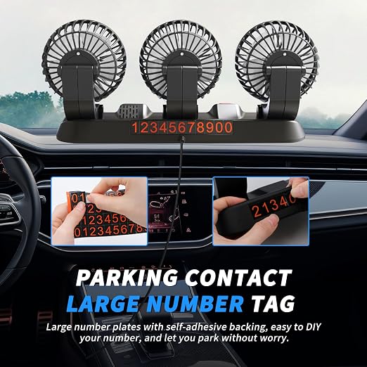 Portable 3-Head Car Cooling Fan with USB Plug | Powerful Airflow Fan for Vehicles Cars Taxi and Road trips - Image 6