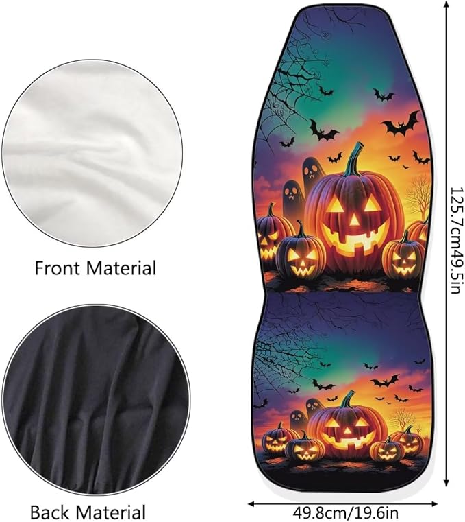 Halloween Pumpkin Bats Car Seat Covers Front Set Seat Protector | Washable and Breathable Automotive Seat Covers Universal for Cars SUV Truck Vans Sedans, Car Interior Accessories - Image 5