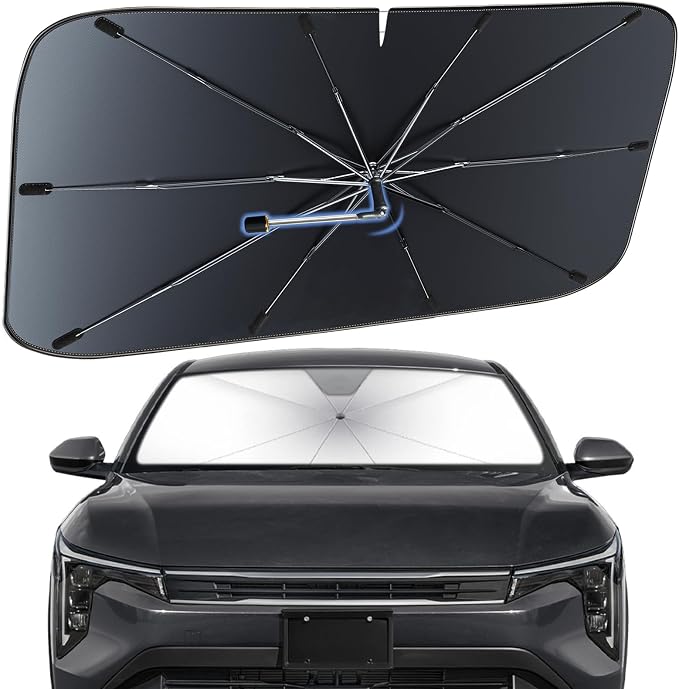 Windshield Sun Shade Umbrella for Kia K4 2024-2026 Front Window Shield | Heat-Reflective Window Shade, Umbrella Sunshade Cover Blocks Heat, Protects Interior, Vehicle-Specific Precision Fit by Fshaanys