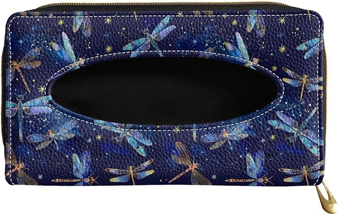 Biyejit Car Tissue Holder, Galaxy Dragonfly Visor Tissue Holder for Car PU Leather Tissue Box Holder for Car Sun Visor & Seat Back, 1 Pack by Biyejit