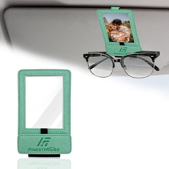 Magnetic 2-in-1 Sunglass & Photo Holder for Car Visor, Leather Anti-Slip No-Fall No-Slide, Fits SUV Truck RV - Image 2