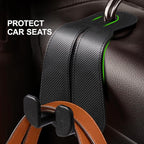 CoBak Extra Wide Car Seat Back Hooks, Premium Stitched Leather Headrest Hangers with Wide Slot Structure, Universal for Any-Width Purses, Handbags, Bags (4 Pack), Carbon Fiber Black - Image 3
