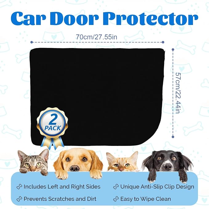 Dog Car Door Protector 2 Pack, 27.55" x 22.44" Anti-Scratch Waterproof Design Black Car Doors Cover Pet Vehicle Door Guards Durable for Front Back Seat Fits Cars Trucks SUVs - Image 2