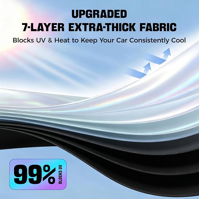 Windshield Sun Shade for Toyota Camry - Original Design, Telescopic Design for All Sedan Models, Reflective Laser Coating, 99% UV Protection, Foldable - Image 5