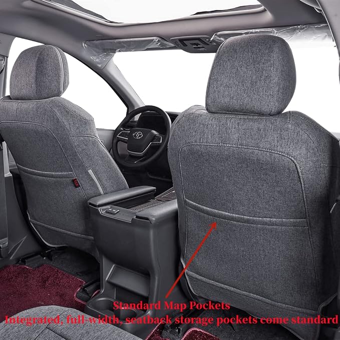 Car Seat Covers Custom Fit for 2021-2026 Toyota Sienna LE,XLE (8-Seater) Van,2nd Row Bench w/Removable Middle Seat,Breathable UV-Resistant Polyester Seat Protector (Full Set,Gray) - Image 8