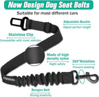 COOYOO Dog Seat Belt, Durability Retractable Dog Car Harness Adjustable Dog Seat Belt for Vehicle Nylon Pet Safety Seat Belts Heavy Duty & Elastic (1 Pack Black) - Image 2