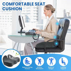 CushZone Ergonomic Seat Cushion, Sciatica Support for Office Chair, Grey | Large Size for Sciatica & Hip & Tailbone Pain Relief, Memory Foam Office Chair Cushion for Car, Long Trip, Desk Chair, Lab - Image 4
