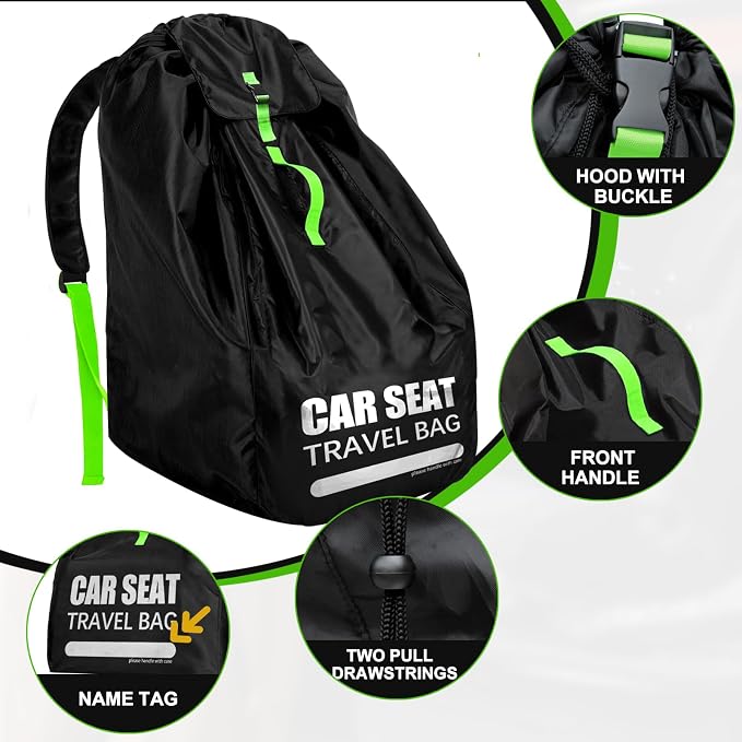 Car Seat Travel Bag for Airplane, Padded Strap Car Seat Bags for Air Travel | Large Car Seat Bags for Air Travel, Carseat Storage Bag Backpack for Airport, Carseat Cover Travel - Baby Travel Essential - Image 6