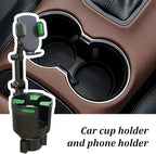 Adjustable Cup Holder Phone Mount 2-in-1 Vehicle Stand Green | Rotatable retractable base, abs construction, anti-slip pads, fits most cars, SUVs, and trucks, automotive accessories - Image 6