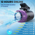 2026 Car Clip on Fan Air Conditioner with Led Display (Purple) | Mini Clip Fan Portable Personal Clip-On Air Conditioner for Shirt Silent Rechargeable Exhaust for Kitchen - Image 3