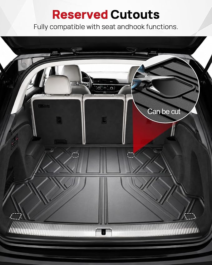 Original Cargo Liner Fit for 2017-2026 Audi Q7/SQ7 | All Weather TPE Custom Fit for Q7 Cargo Tray Non-Slip Rear Trunk Mat, Black - Image 4